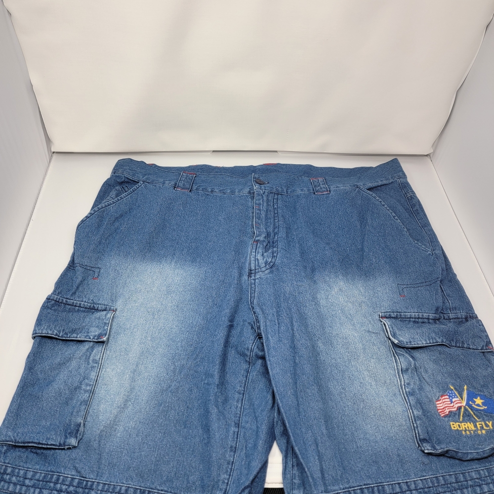 Born Fly Men's Blue Cargo Shorts